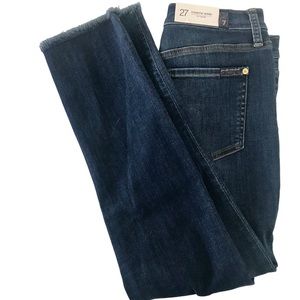 7 for all Mankind Roxanne ankle blue denim slim cigarette jeans in size 27